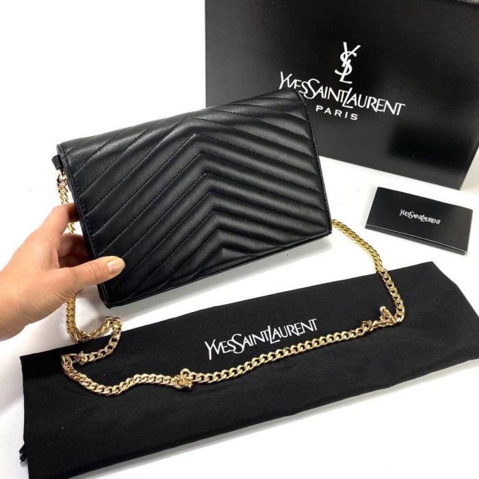 Yves Saint Laurent (YSL) Quilted Shoulder Bag %100 hakiki deri Clutch - Görsel 3