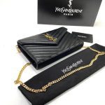 Yves Saint Laurent (YSL) Quilted Shoulder Bag %100 hakiki deri Clutch - Görsel 2